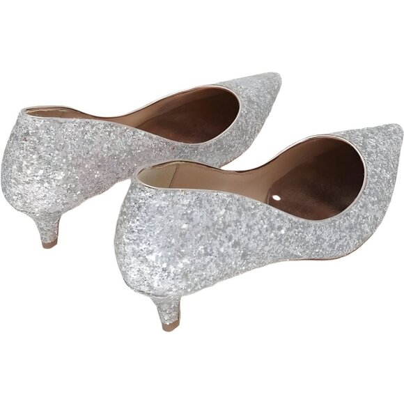 Badgley Mischka Women's Madison II Pump, Glitter Champagne Size 8 - Picture 3 of 6